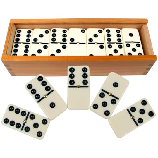 Toy Time Double Six Dominoes Set In Wooden Storage Case